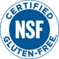 Image of the Quality Assurance International/National Sanitation Foundation (QAI/NSF) Certification Seal. This seal certifies that the product contains less than 10 parts per million (ppm) of gluten.